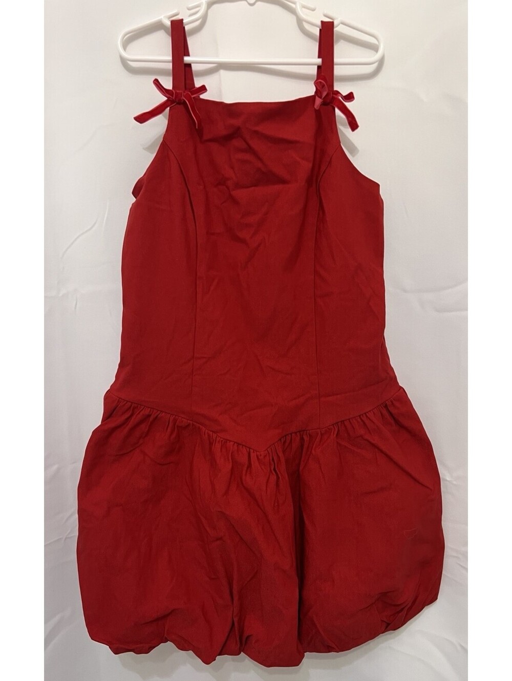 Art Class Red Satin Bubble Hem Dress Size Large (10/12) NWT